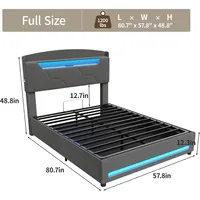 Maupvit Full Lift-Up Storage Bed Frame with LED Headboard, Charging Station, Hydraulic Platform, Upholstered Design - Image 2