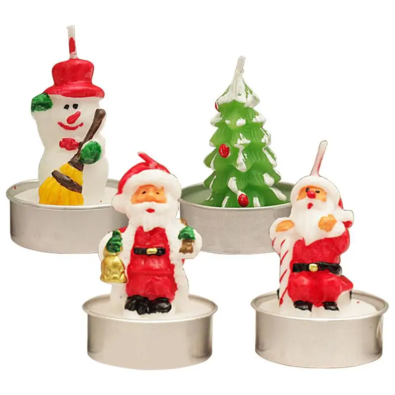 

Christmas Scented Candles Gift Set 4pcs Cute Snowman Santa Tree Aromatherapy Candles Romantic Decoration for Candlelight Dinner