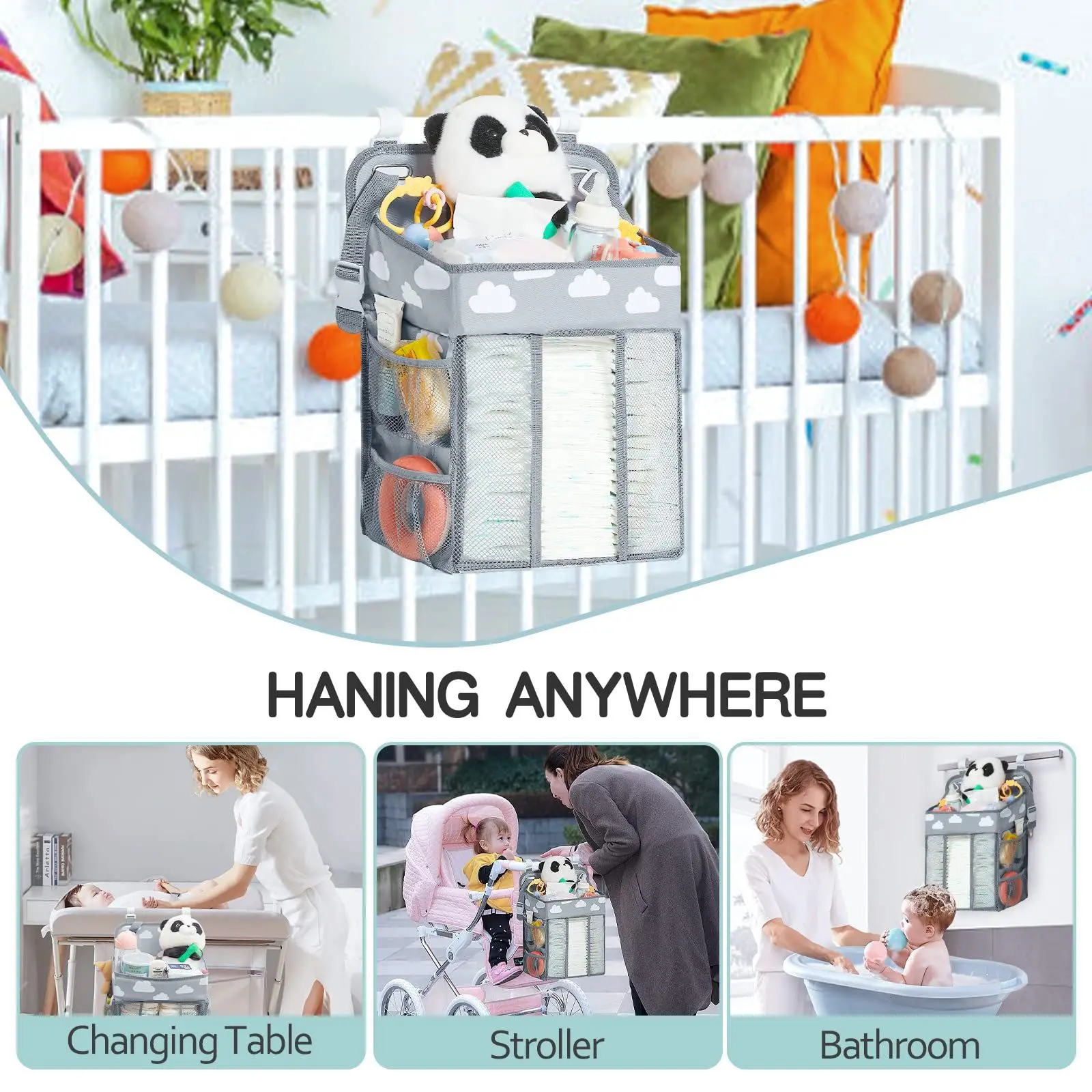 Baby Crib Hanging Storage Bag Diaper Nappy Organizer for Newborn Cot Bed Organizer Kids Infant Bedding Nursing Bags 6