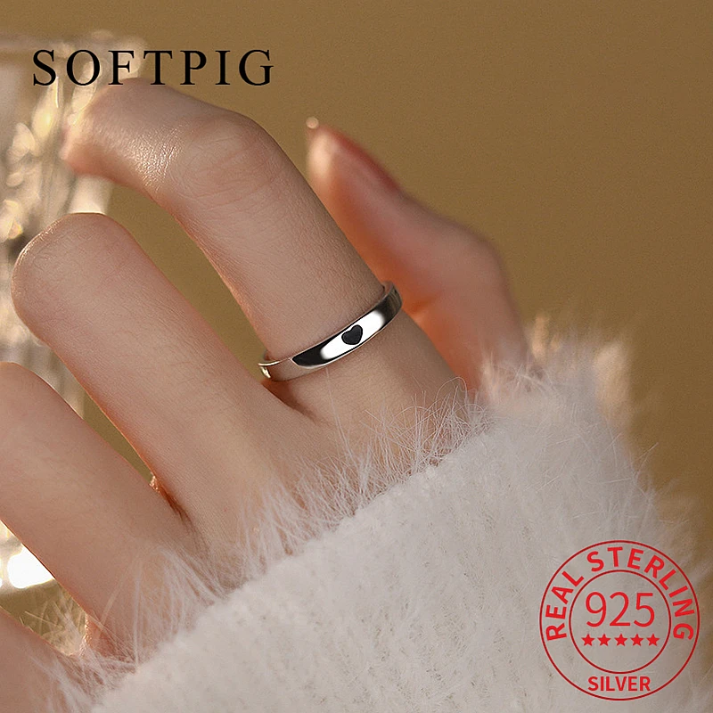 

Кольцо женское из серебра 925 пробы, с черным сердцем