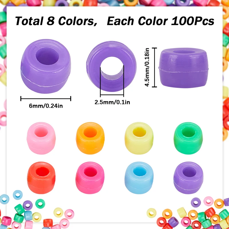 200 Cuentas De Pony Moradas Para Manualidades - Tamaño 9x6 Mm, Agujero 4 Mm - Ideales Para Joyería Y Decoración