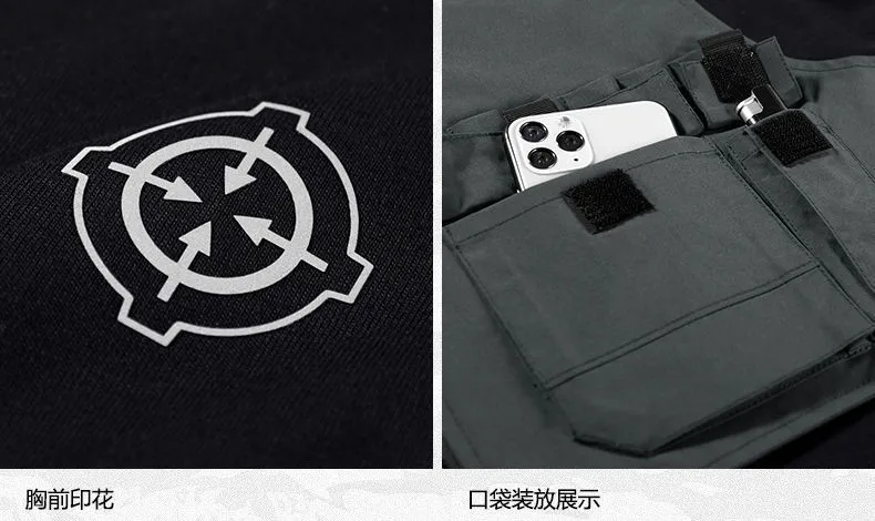 أزياء الرجال السود Techwear 100% رقعة قطن ستيتش كم طويل تي شيرت الخريف الرجال المتضخم قاطرة نمط الأدوات تي شيرت