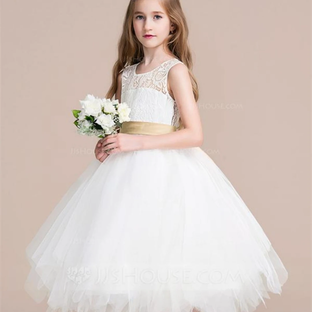 

Flower Girl Dresses Pink Tulle Puffy Appliques Long Sleeve For Weddings Birthday Party Abnquet First Communion Gowns