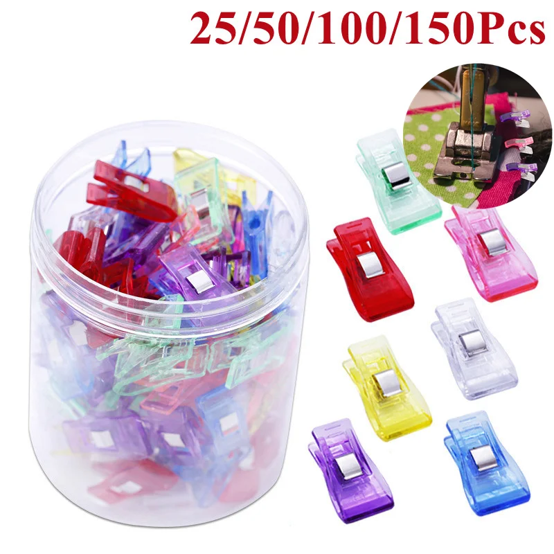 

50/100/150Pcs Sewing Clips with Box Plastic Clips Fabric Clamps Quilting Sewing Accessoires Supplies Craft Clamps Colors