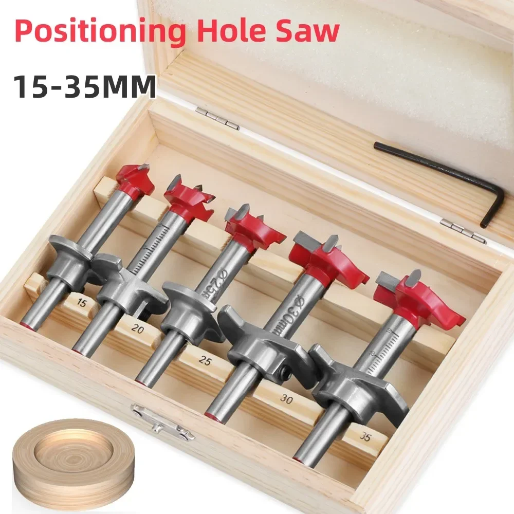 Hinge Hole Opener Woodworking Carbide Drill Bits Set Positioning Hole Saw Kit Adjustable 15-35mm newshark carbide hinge hole drill bit woodworking hole opener positioning drilling flat wing drill hinge reamer 15 20 25 30 35mm