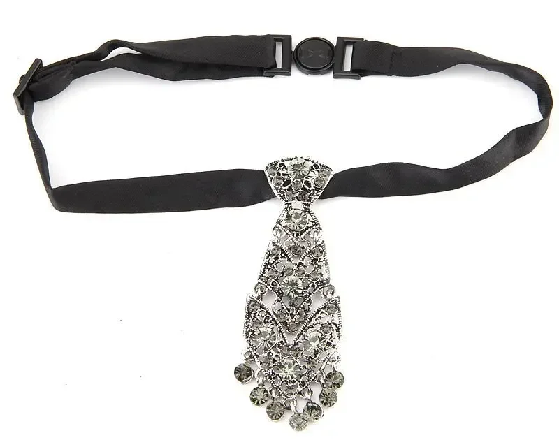 Fashion Personality Crystal Neckties Trendy General Korean Wine Party Wedding Ceremony Metal Short Luxury Tie Men Accessories,neck tie