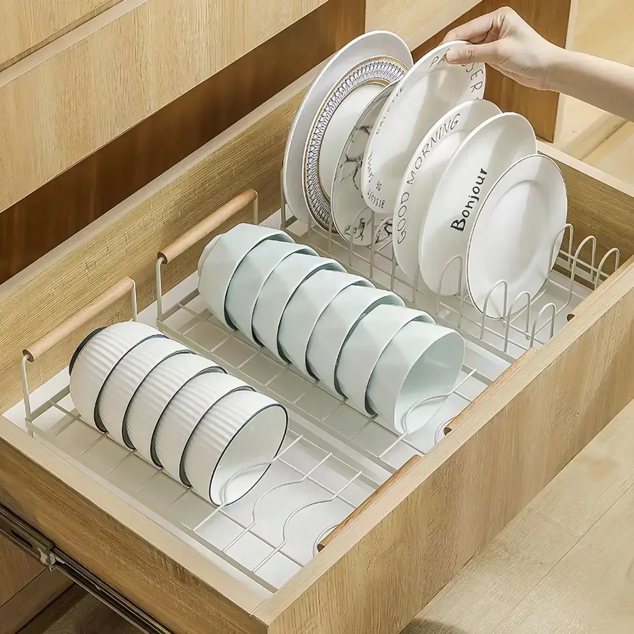 Storage Rack Kitchen Storage Rack Perforation-Free Drain Bowl Tray Household Countertop Utensil Cabinet