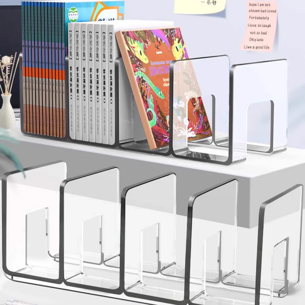 Acrylic Bookstand Transparent Student Desktop Storage Book Holder Desk Office Stationery Storage Bookshelf