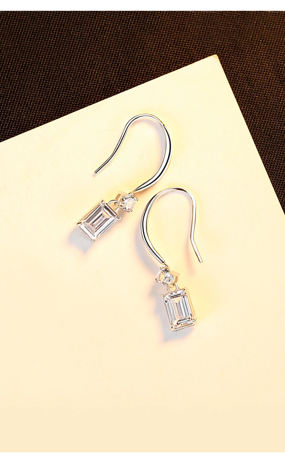 Orecchini a cerchio quadrati in argento sterling CZ per donne Accessori di tendenza per ganci per le orecchie di fidanzamento di nozze pregiati_voghion.com