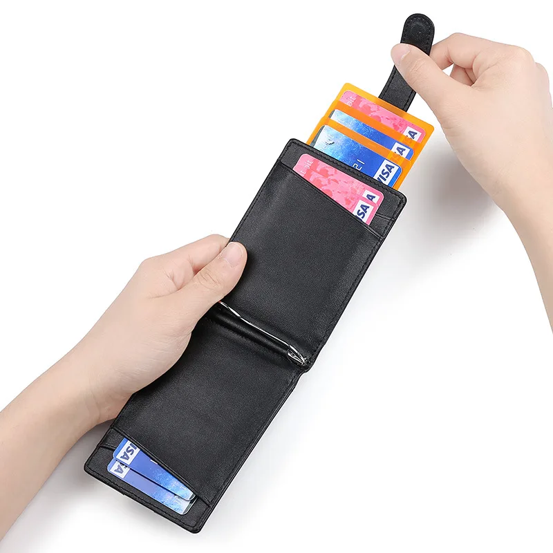 New style leather wallet men's short wallet 2023 new style leather credit card disconnect wallet