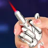 Funny Middle Finger Torch Lighter with Fuk You Voice Windproof Jet Flame Lighters Smoking Accessories Refillable Butane Lighter 2