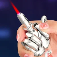 Funny Middle Finger Torch Lighter with Fuk You Voice Windproof Jet Flame Lighters Smoking Accessories Refillable Butane Lighter 2