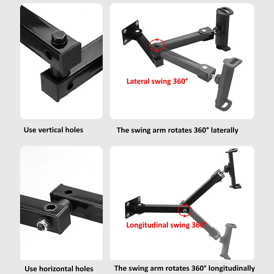 Tablet Wall Mount Holder For Ipad,Portable Monitor Stand Mount For 15.6''Max,Aluminum Alloy 360°Adjustable Foldable Tablet Holder For Kindle,Work For 4.7''-12.9" IPad Pro Air Mini,Galaxy Tab,Tablets