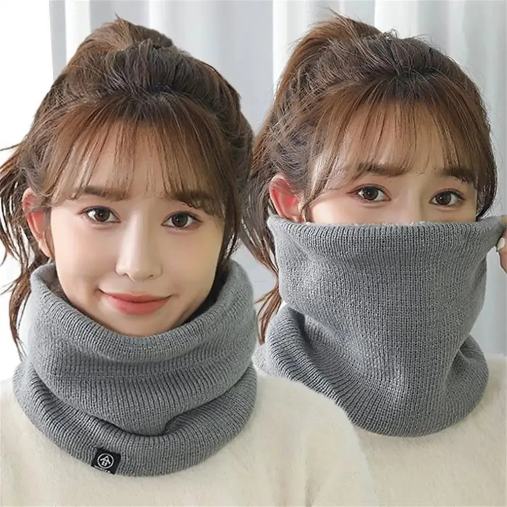 Fashion Women Knitted Scarf Solid Cashmer Like Winter Snood Scarves Lady Warm Wool Fur Thick Unisex Men Neck Scarfs Ring 4