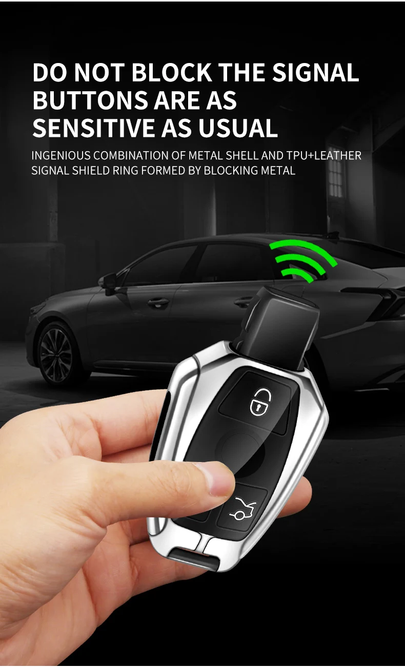 Custodia per chiave A distanza per auto in lega di zinco Shell Fob per Mercedes Benz A B C classe E GLA CLA GLC CLS W204 W221 W205 W176 W212 W463 AMG - S8c2d05189a7a475cb3ae7a86e6878797I