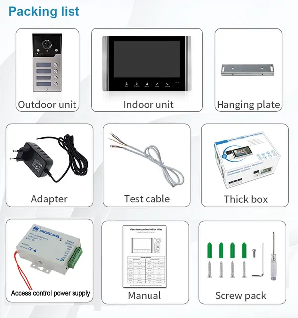 4 wire 7 inch Apartment Building Video Intercom Video Door Bell Camera with 2/3/4 Buttons for Family HD Video Door Phone System 6