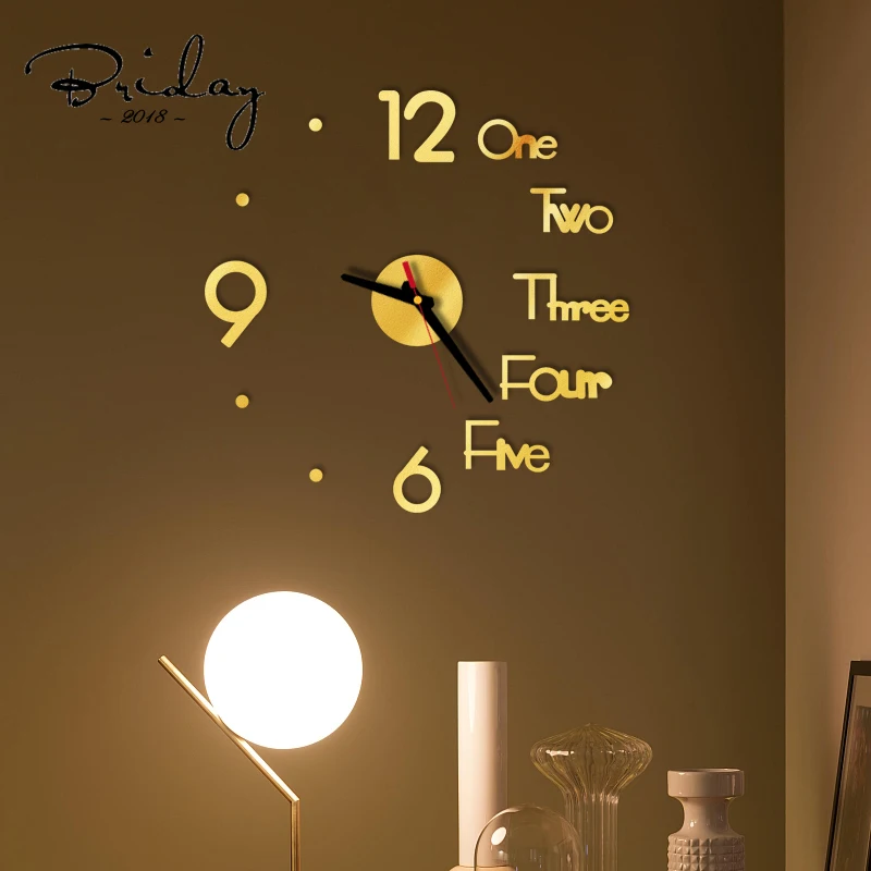 Creative 3D Acrylic Mirror Stickers Wall Clock DIY Digital Clock Quartz Needle Horloge Modern Design Living Room Home Decor digital clock wall clock wall clock sticker