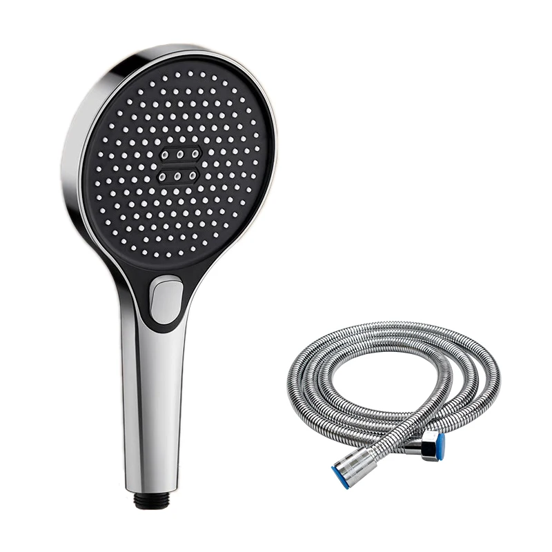 Shower Head 3 Modes Adjustable Large Panel High Pressure Pushbutton Shifter ABS Material Silicone Texture Bathroom