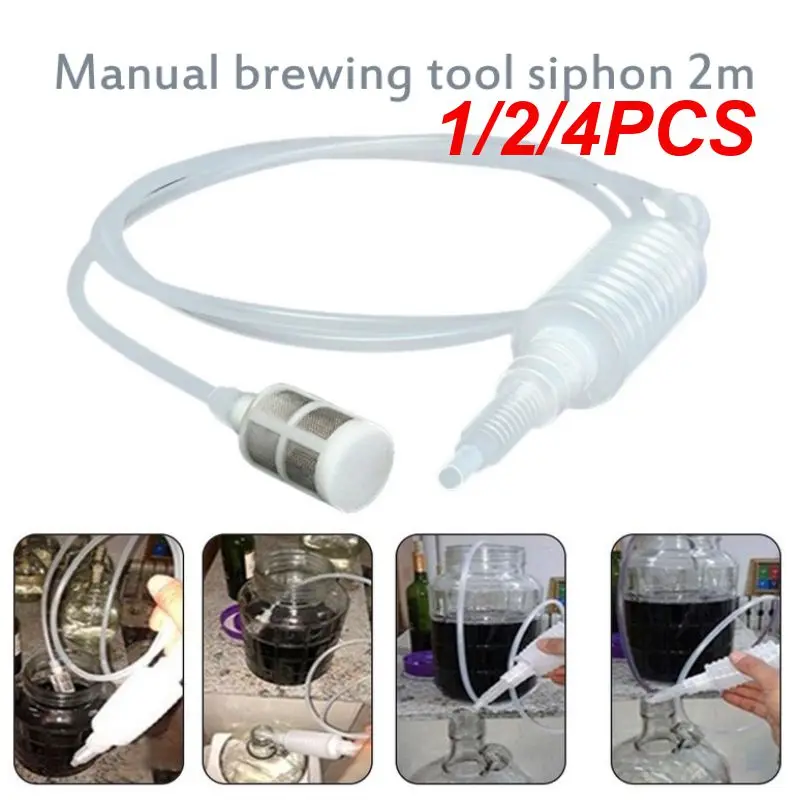 1/2/4PCS New Brewing Siphon Hose Wine Beer Making Tool 2M Brewing Plastic For Beer Homebrew Tool Food Grade Grade Making