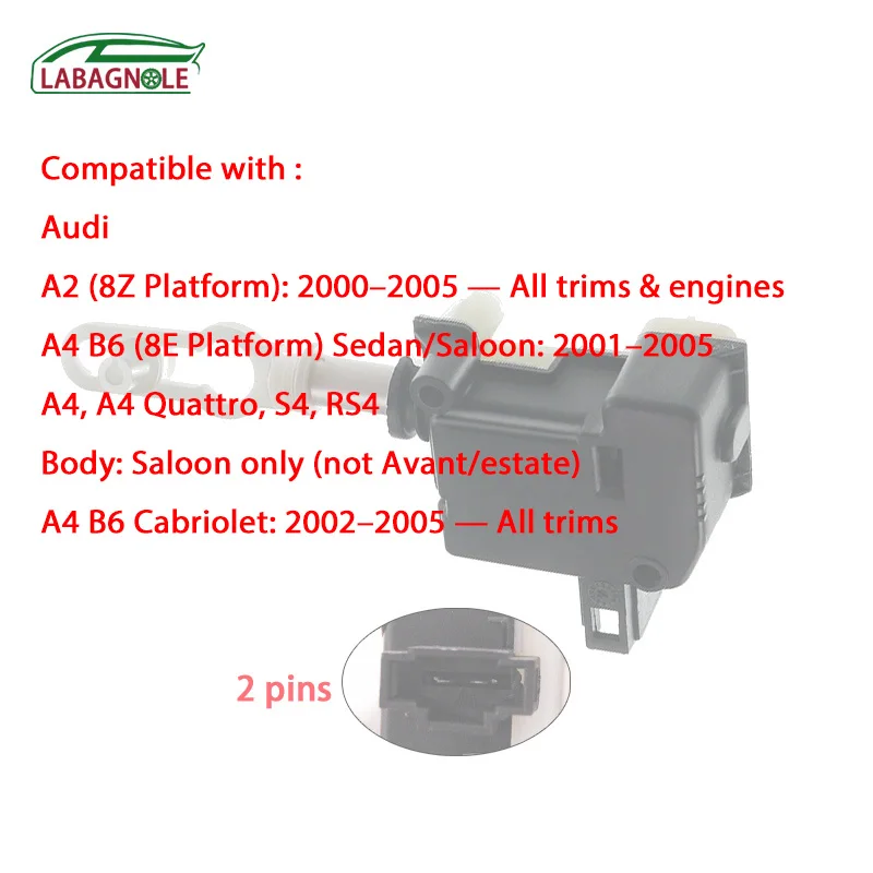 NOVSKI Tronco Portellone Serratura Fermo Attuatore per Audi A2 A4 B6 2001-2005 8E5962115B,Durevole Blocco Bagagliaio Auto Posteriore Portellone Serratura Accessori