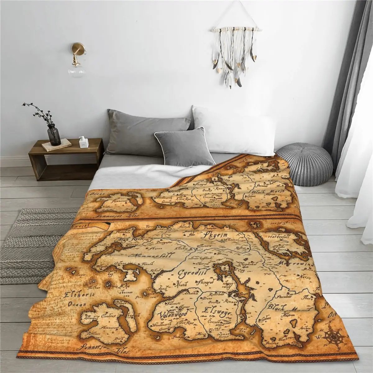Map Of Tamriel - Elder Scrolls Iv Oblivion Blankets Flannel Super Soft Sofa Throw Blankets For Couch Bedding Throws Bedspread 4