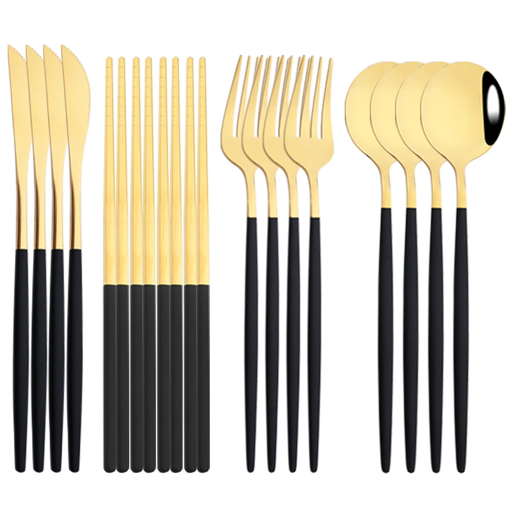 16Pcs Black Gold