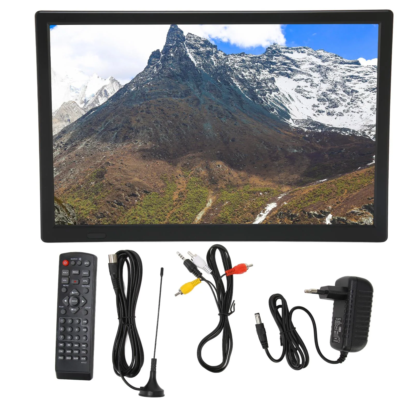 16 Inch TV High Sensitivity Tuner Rechargeable LED Digital TV with Stand for Outdoor EU Plug 100‑240V