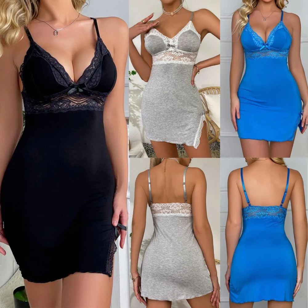 

Women's Sexy Modal Lingerie Sleepwear underwear Nightdress Pyjama Lace Sexiest Nightie Gown Babydoll Dress Set Erotic Clothing