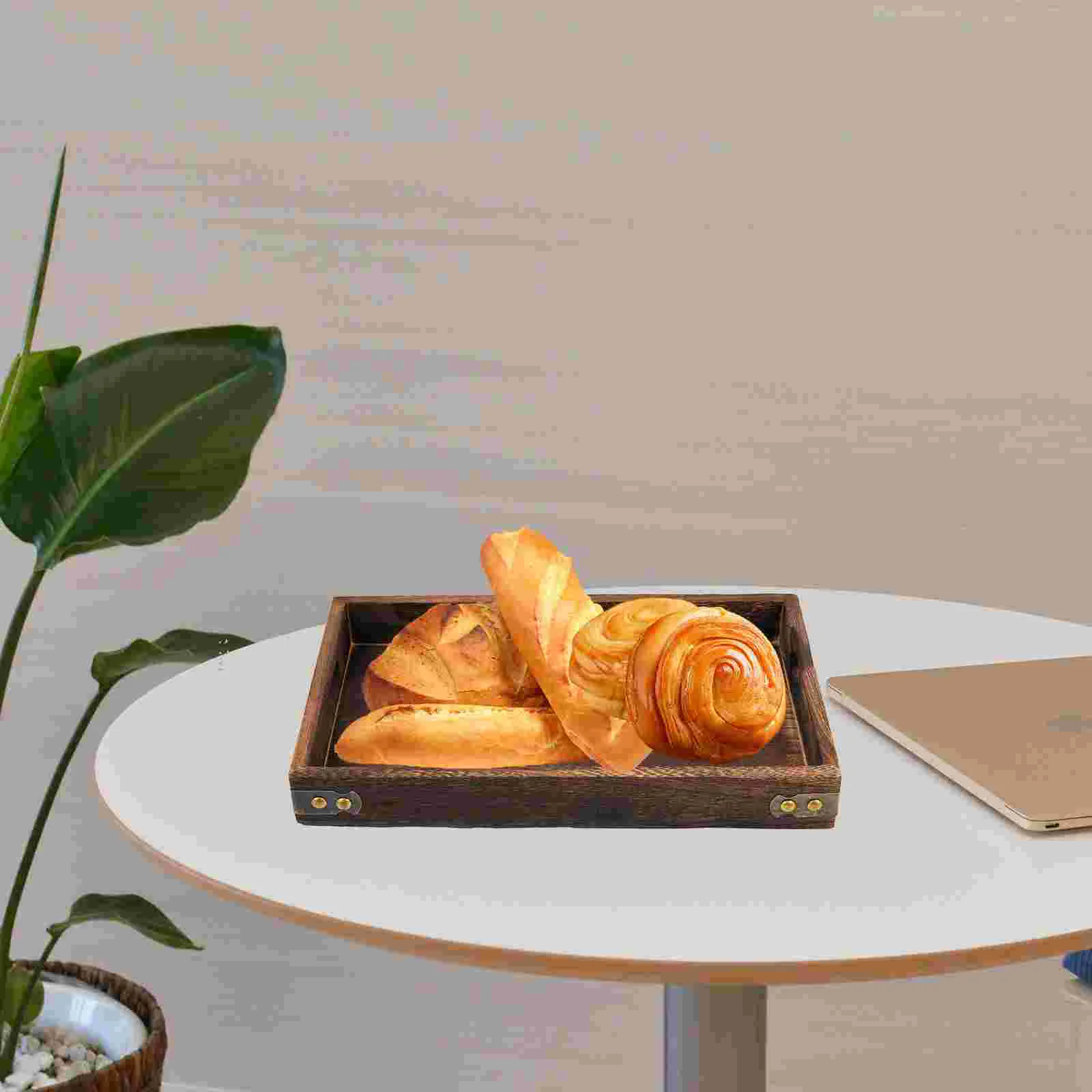 Fruit Tray with Lid Distressed Solid Wood Pallet Bread Pan Refreshment Container