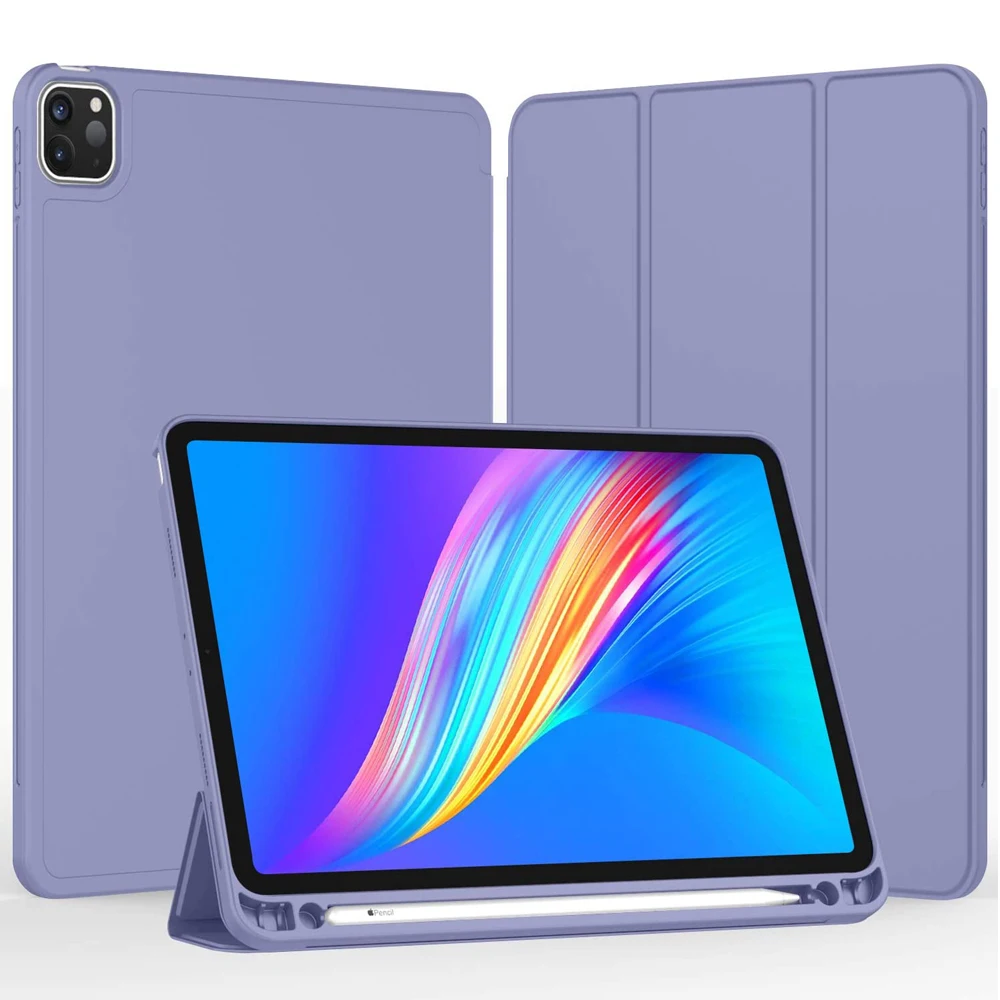 Фото Магнитный чехол для iPad Pro, 12,9 дюйма, 4 поколения, 2020 дюйма, A2229/A2069/A2232, мягкий силиконовый чехол, умный чехол для сна с держателем для карандашей №2
