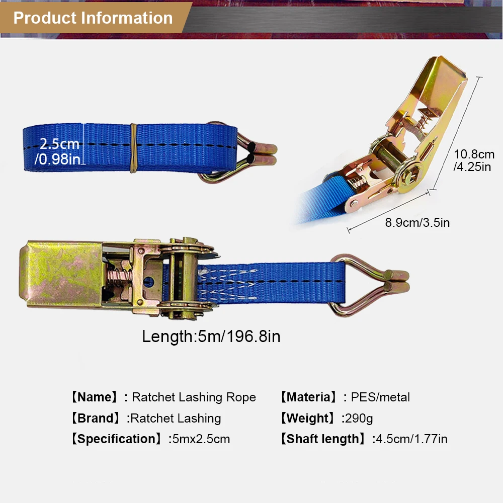 Ratchet Straps 1pc 5Meter Lorry Lashing Handy Straps Thickened Car Strapping Belt Tensioner Binding Strapping Tensioner cargo straps,cargo tie down strap,tie down straps,lashing strap,strapping tensioner