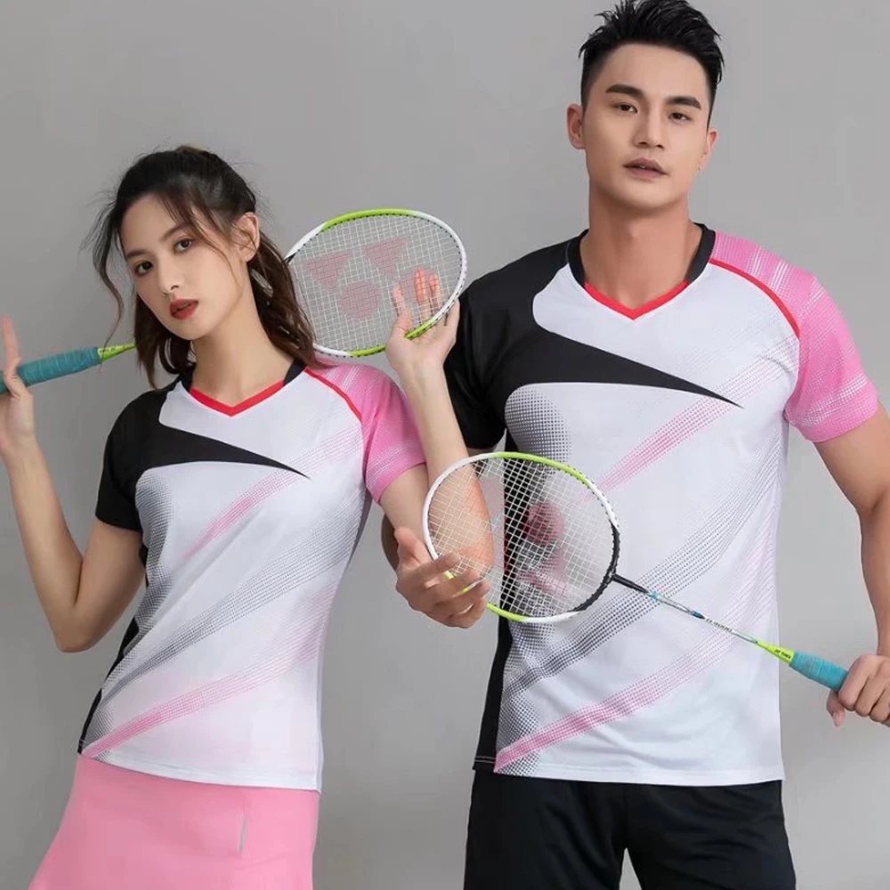 Table Tennis Badminton T-shirts for Men Women Quick Dry Print Short Sleeve Sports Ping Pong Tennis Uniform Tops short sleeve t shirt badminton uniforms