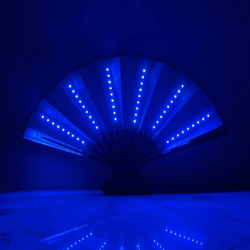 Luminous Foldable Hand Fan Bar Party LED Fan Folding Dancing Handfan Stage Performance Fans Prop Glow In The Dark Party Supplies folding fan hand fan glow led fan