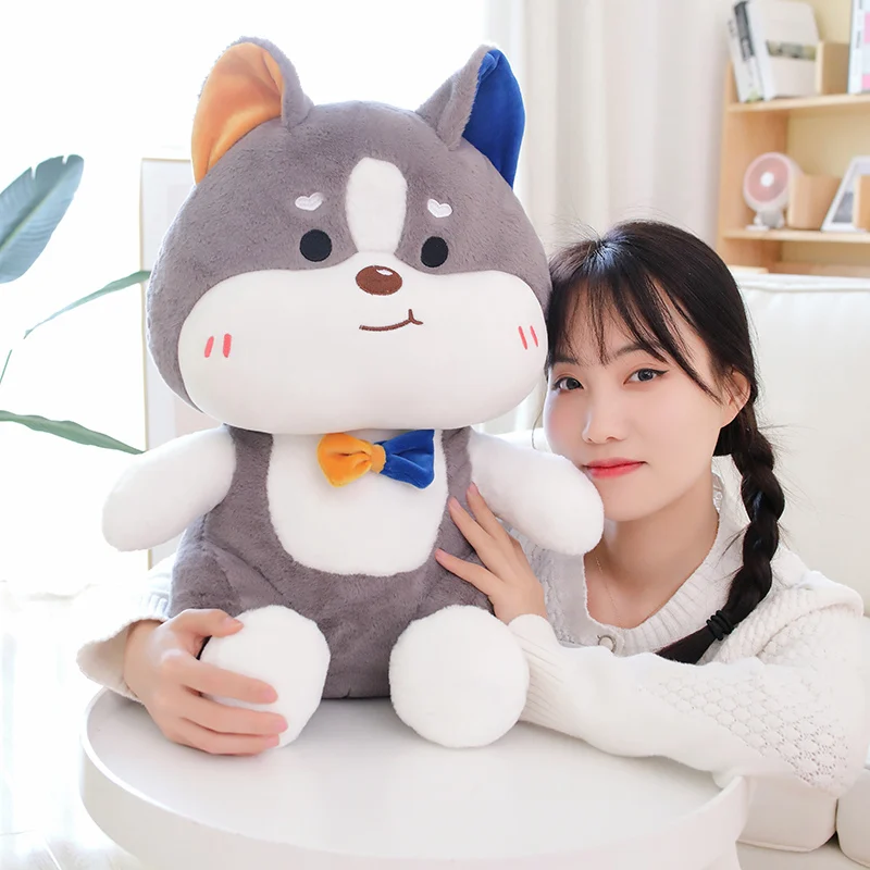 Kawaii Siberian Husky Dog Plush Doll Cartoon Stuffed Animal Plushies Pillow Cute Soft Kids Peluches Toys for Girls Boys Gifts
