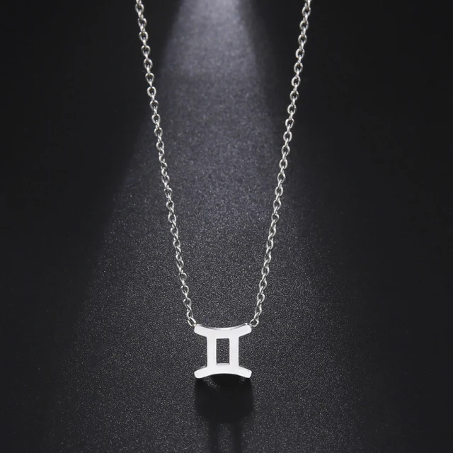 Stainless Steel Star Zodiac Sign Necklace 12 Constellation Pendant Necklace Women Aries Leo Virgo Gemini Libra Pisces Jewellery 5