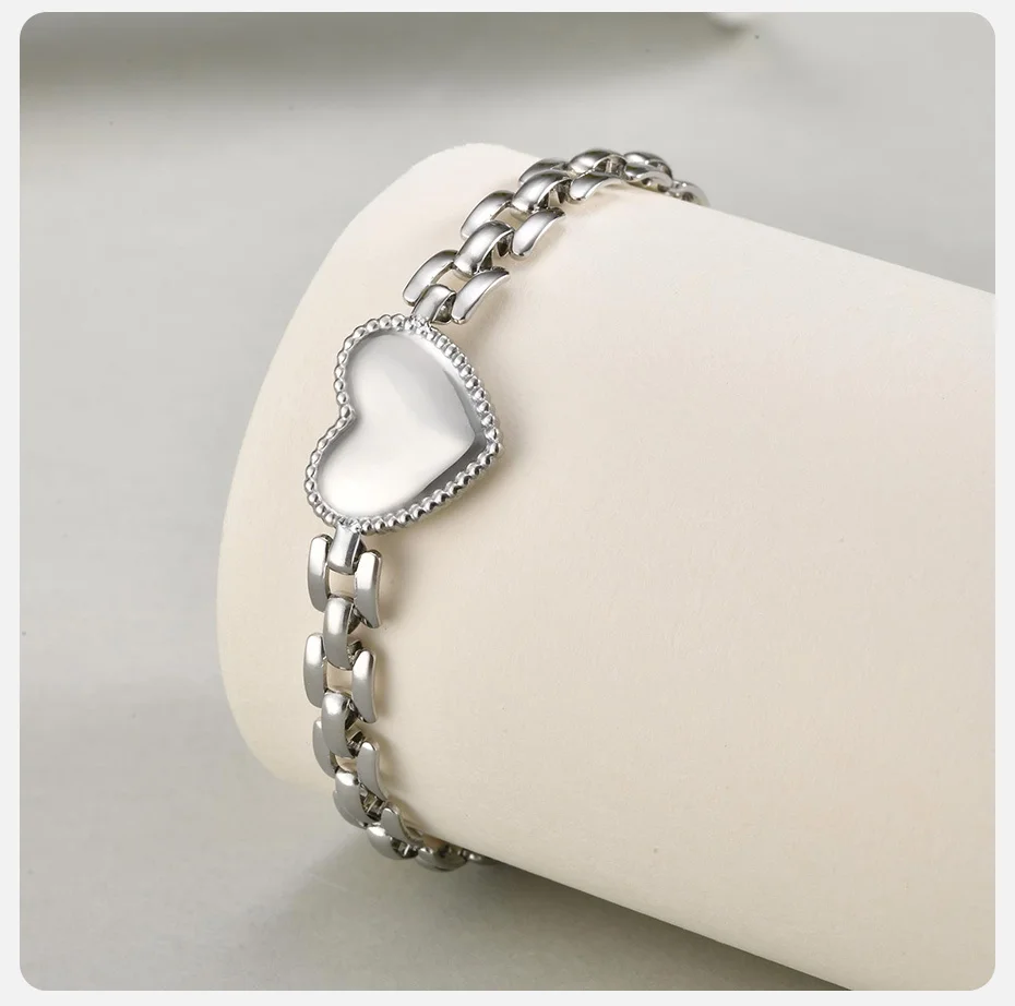 Vnox Edelstahl Liebe Hand Armband Für Frauen Gold Silber Farbe Strap Kette Armbänder Mädchen Herz Schmuck Mädchen Mama Geschenk – Detail 6
