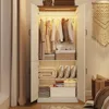 75" Tall Farmhouse 2 Doors Armoire Wardrobe Closet with LED,Freestanding Closet Wardrobe Cabinet for Bedroom with Hanging Rod 4