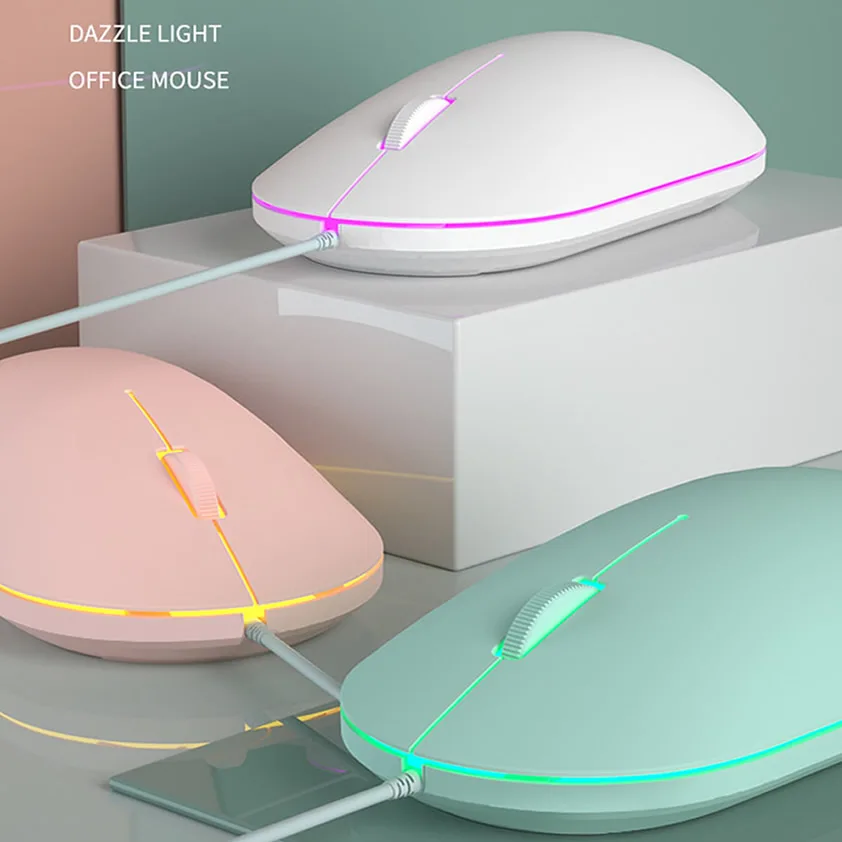Wired Mouse HKXA Cute Mini RGB Backlit Mouse Design Ergonomic Mause USB 1600 DPI Optical Creative Computer for PC Laptop wired mouse optical mouse
