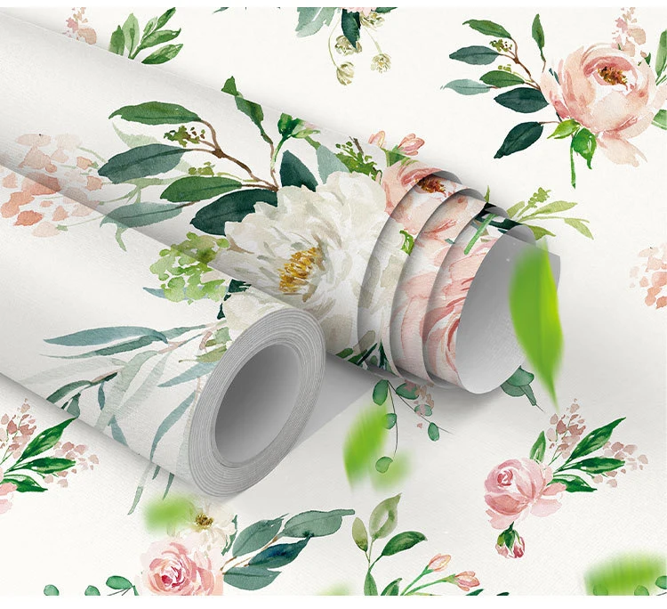 Auto-adesivo Floral Peel and Stick Folha Wallpaper,