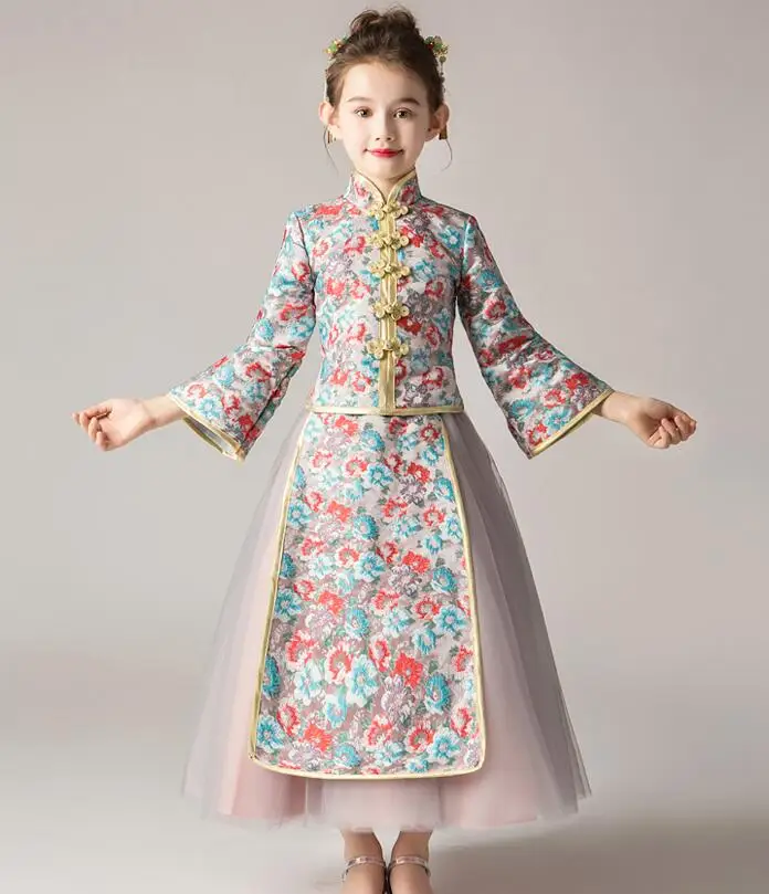 

Han style girls' autumn costume Chinese style cheongsam Tang style Xiuhe costume