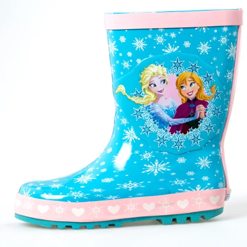 Disney Frozen Anna Elsa Princess Snowflake Girls Non-slip Rain boots Children cute boys cartoon Water shoes size 23-36