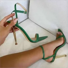 

Sandals Women's 2021 Summer New European and American High-heeled Shoes Stiletto Round Toe with Large Size Women's Shoes