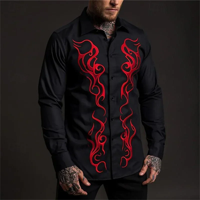 Description Picture 6 of itemMen's shirt lapel casual sports comfortable and light outdoor street high-quality material HD pattern 2024 new men's tops