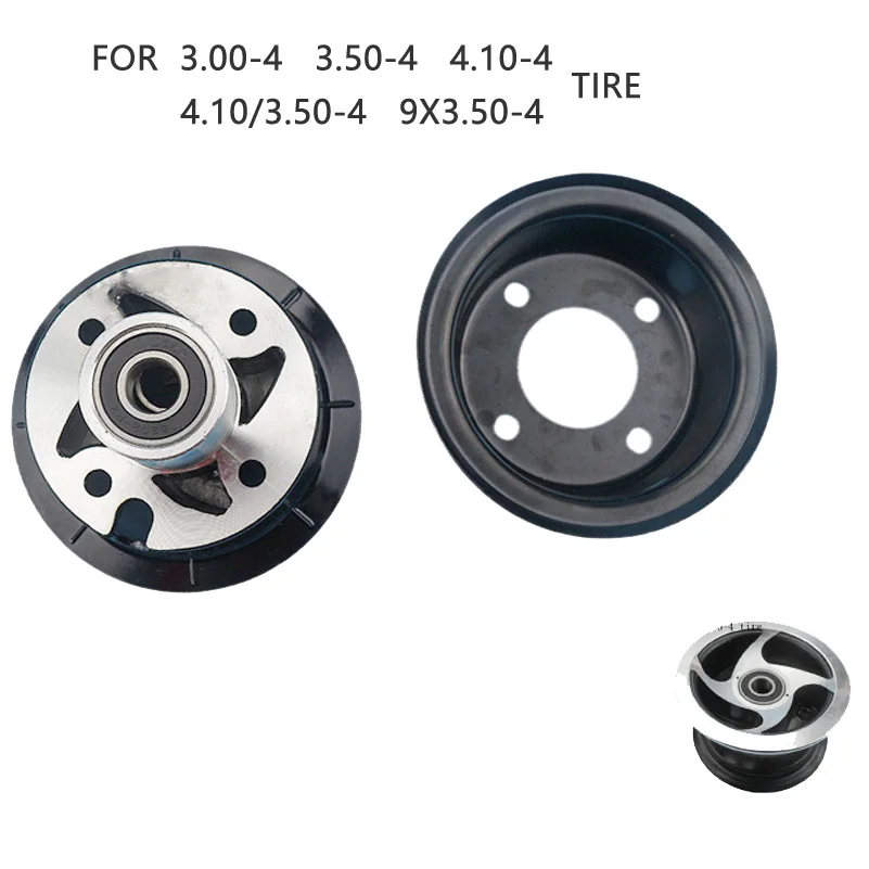 Electric Scooter 3.00-4 3.50-4 4.10-4 4.10/3.50-4 9x3.50-4'' wheel rim 4 inch alloy 6202 bearing hub fit MiNi Moto ATV Go Kart