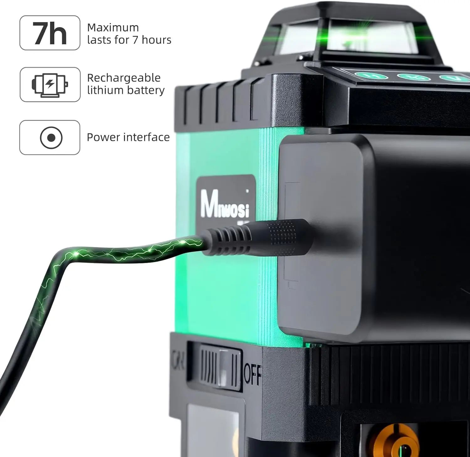 360 Degree Self-Leveling Laser Level with Tripod, Miwosi 4D Green Cross Line Laser for Construction Projects