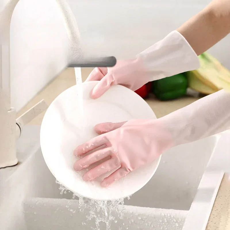 

Household Rubber Gloves Women's Kitchen Dishwashing Thickened Waterproof Durable Laundry Clean Wear Resistant Not Easy To Break
