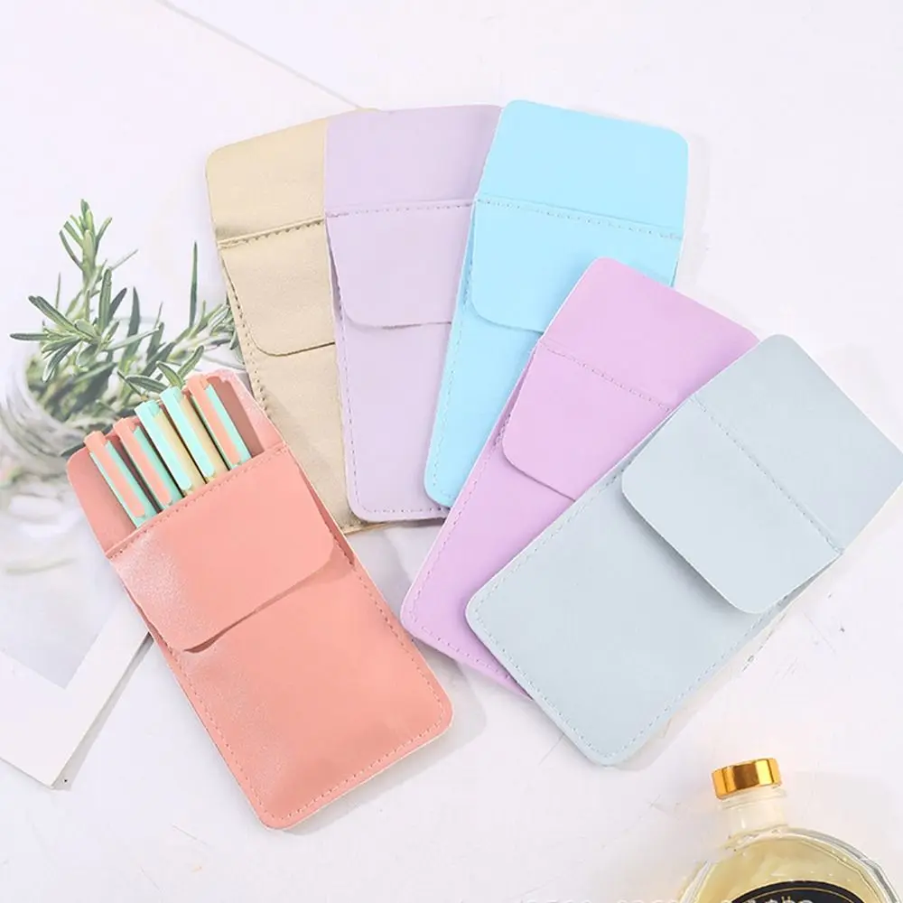 

Double Layer Pen Bag Leather Pencil Case Pocket Protector Pencil Holder Portable Leak-Proof Pen Pouch Doctors Nurses Accessories
