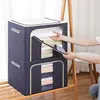 1PC Oxford Cloth Storage Box Fabric Folding Steel Frame Box Quilt Bag Clothes moisture-proof Organising Box Large Size 3