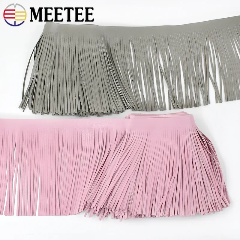5Meter Meetee 10/15cm PU Leather Tassel Lace Trim Ribbon for Handbag Skirt Luggage Clothing Manual Material DIY Sew Decoration