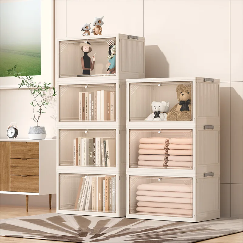 

39/51CM Spacious Foldable Office Storage Box Sturdy and Environmentally Friendly Multi-purpose Cabinet with Transparent Panels